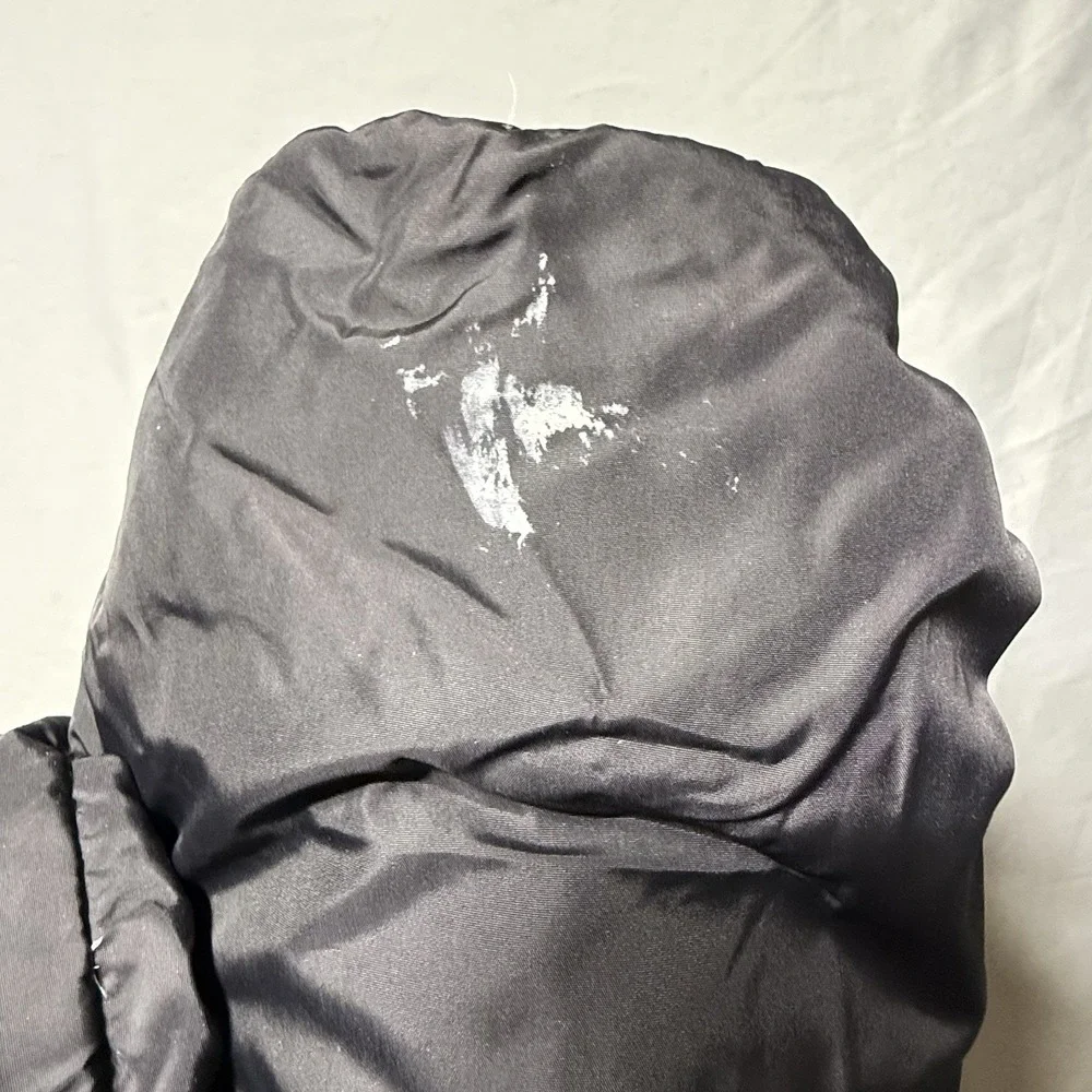 Land's End Down Filled Coat Women Large 14-16 Puffer Reversible Black Warm FLAW*